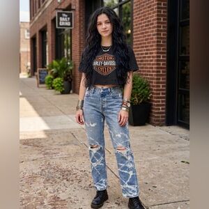 Levi's women’s Light Blue 501 custom bleached Jeans size 29 waist 30 length